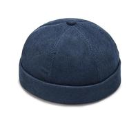 Unisex Corduroy Docker Hat - Rolled Cuff Brimless Beanie Sailor Cap with Metal Buckle Adjustable Retro Skullcap Work Beanie Harbour Hat for Mens Womens (1pcs,Blue)