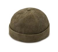 Unisex Corduroy Docker Hat - Rolled Cuff Brimless Beanie Sailor Cap with Metal Buckle Adjustable Retro Skullcap Work Beanie Harbour Hat for Mens Womens (1pcs,Green)