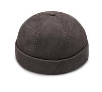 Unisex Corduroy Docker Hat - Rolled Cuff Brimless Beanie Sailor Cap with Metal Buckle Adjustable Retro Skullcap Work Beanie Harbour Hat for Mens Womens (1pcs,Grey)