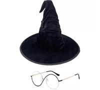 Unisex Cosplay Glasses and Hat for UK Movie Wicked's Elphaba - Circular Eyewear for Witchy Party