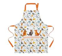 Unisex Cotton Chef Apron For Kitchen Cooking, BBQ & Baking (Brown Cat)