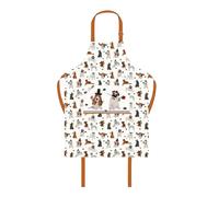 Unisex Cotton Chef Apron For Kitchen Cooking, BBQ & Baking (White Dogs)