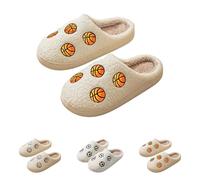 Unisex Cotton Slippers Lightweight Plush Lined Slides Funny Graphic Print Warm House Shoes for Men & Women Casual Plush Flat Bottom Slippers Winter Warm Slip On Open Back Shoes