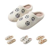 Unisex Cotton Slippers Lightweight Plush Lined Slides Funny Graphic Print Warm House Shoes for Men & Women Casual Plush Flat Bottom Slippers Winter Warm Slip On Open Back Shoes