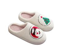 Unisex Cotton Slippers Lightweight Plush Lined Slides Funny Graphic Print Warm House Shoes for Men & Women Casual Plush Flat Bottom Slippers Winter Warm Slip On Open Back Shoes