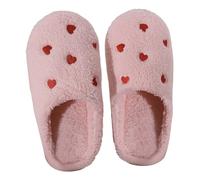Unisex Couple Valentine's Day Heart Pattern Slipper Woman Man Winter Warm Slippers Soft Slippers Comfortable Slippers Non-Slip House Slippers Plush Slippers, 01 Pink, 5 UK