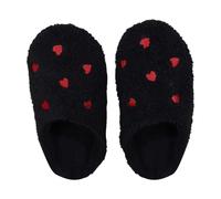 Unisex Couple Valentine's Day Heart Pattern Slipper Woman Man Winter Warm Slippers Soft Slippers Comfortable Slippers Non-Slip House Slippers Plush Slippers, 01 Black, 9.5 UK