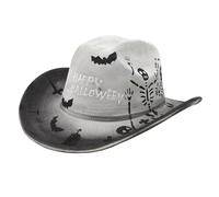 Unisex Cowboy Hat Painted Wide Brim Trilby Fedora Cap Headwear Disco Jazz Dance Trilby Hat Headpiece Western Cowgirl Outfits Adult Christmas Halloween Cosplay Fancy Dress Party Costume Accessory