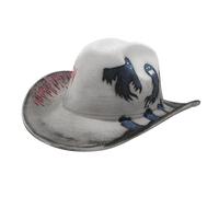 Unisex Cowboy Hat Painted Wide Brim Trilby Fedora Cap Headwear Disco Jazz Dance Trilby Hat Headpiece Western Cowgirl Outfits Adult Christmas Halloween Cosplay Fancy Dress Party Costume Accessory