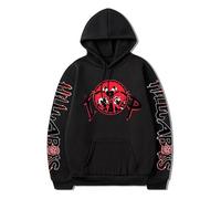 Unisex Crew Neck Anime Print Pullover - Helluva Boss Graphic Sweater Casual Loose Long Sleeve Hoodie Black