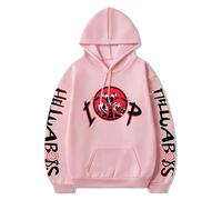 Unisex Crew Neck Anime Print Pullover - Helluva Boss Graphic Sweater Casual Loose Long Sleeve Hoodie Pink