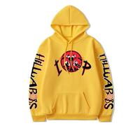 Unisex Crew Neck Anime Print Pullover - Helluva Boss Graphic Sweater Casual Loose Long Sleeve Hoodie Yellow