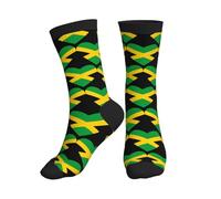 Unisex Crew Socks Flag Of Jamaica Heart Ladies Socks Moisture Wicking Breathable Men'S Dress Sock, For Baseball, Outdoor, Trekking, 40cm