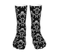 Unisex Crew Socks Jesus Praying Hands Cross Crew Socks Breathable Boot Socks Durable Men'S Dress Sock, For Baseball, Outdoor, Casual Wear, 40cm
