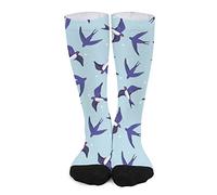 Unisex Crew Socks Swallow Bird Pattern Sport Sock Hard Wearing Running Socks Durable Men'S Dress Sock, For Casual Wear, Baseball, 40Cm