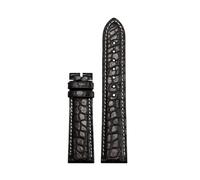 Unisex Crocodile Leather Watch Strap Compatible With Tissot Longines Omega No Buckle Bracelet 16mm 18mm 20mm 22mm Black Brown Blue Wristband(Black white NO bk B,12mm)