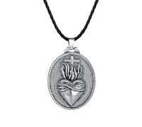 Unisex Cross Christian Sacret Heart Men Necklace Pendant Oxidized Religious Amulet Silver Amulet Necklaces Women fashion gifts