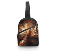 Unisex Crossbody Bag Lightweight Foldable Chest Bag Abstract Phoenix Sling Bag for Travel, Hiking