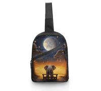 Unisex Crossbody Bag Lightweight Foldable Chest Bag Animal Elephant Owl Tree Moon Star Sling Bag for Travel, Hiking