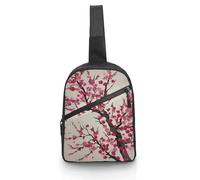 Unisex Crossbody Bag Lightweight Foldable Chest Bag Blooming Cherry Tree Sling Bag for Travel, Hiking