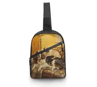 Unisex Crossbody Bag Lightweight Foldable Chest Bag Brown Gordon Setter Pug Snuggles Sling Bag for Travel, Hiking