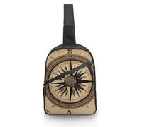 Unisex Crossbody Bag Lightweight Foldable Chest Bag Compass Wind Road Map Sling Bag for Travel, Hiking
