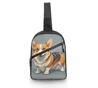 Unisex Crossbody Bag Lightweight Foldable Chest Bag Corgi Pattern Corgi Pattern Sling Bag for Travel, Hiking