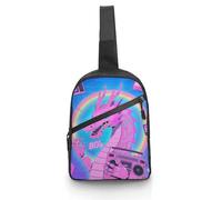 Unisex Crossbody Bag Lightweight Foldable Chest Bag Cute Dragon Print Sling Bag for Travel, Hiking