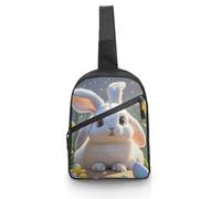Unisex Crossbody Bag Lightweight Foldable Chest Bag Easter Bunny Sling Bag for Travel, Hiking