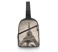Unisex Crossbody Bag Lightweight Foldable Chest Bag Eiffel Tower Pattern Sling Bag for Travel, Hiking