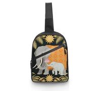 Unisex Crossbody Bag Lightweight Foldable Chest Bag Elephant And Young Elephant Sling Bag for Travel, Hiking