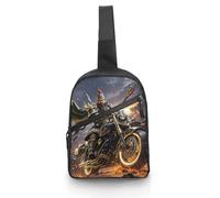 Unisex Crossbody Bag Lightweight Foldable Chest Bag Guan Yu Rides A Motorcycle Sling Bag for Travel, Hiking