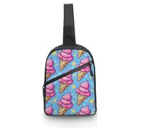 Unisex Crossbody Bag Lightweight Foldable Chest Bag Ice Cream Cone Pattern Sling Bag for Travel, Hiking