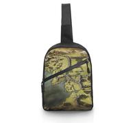 Unisex Crossbody Bag Lightweight Foldable Chest Bag Middle Earth Map Sling Bag for Travel, Hiking