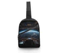 Unisex Crossbody Bag Lightweight Foldable Chest Bag Outer Space Views from The Spaceship Sling Bag for Travel, Hiking