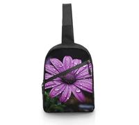 Unisex Crossbody Bag Lightweight Foldable Chest Bag Purple Daisy Sling Bag for Travel, Hiking