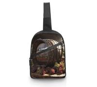 Unisex Crossbody Bag Lightweight Foldable Chest Bag Red Wine Barrel Sling Bag for Travel, Hiking