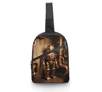 Unisex Crossbody Bag Lightweight Foldable Chest Bag Robot in The Corner Sling Bag for Travel, Hiking