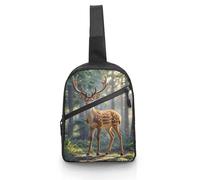 Unisex Crossbody Bag Lightweight Foldable Chest Bag Sika Deer Sling Bag for Travel, Hiking