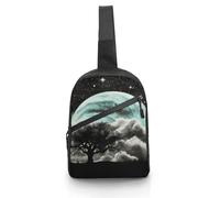 Unisex Crossbody Bag Lightweight Foldable Chest Bag Starry Night Black Tree Art Sling Bag for Travel, Hiking