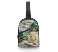 Unisex Crossbody Bag Lightweight Foldable Chest Bag Two Turtles And Shells Sling Bag for Travel, Hiking