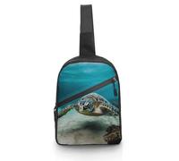 Unisex Crossbody Bag Lightweight Foldable Chest Bag Underwater Diving Sea Turtle Sling Bag for Travel, Hiking