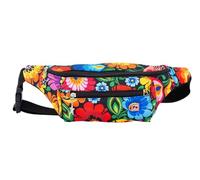Unisex Crossbody Fanny Pack Waist Bag with 2 Zipper Pockets Floral Poland Folk Designs, Souvenir from Poland, Łowicz Black, One Size, Crossbody Floral