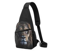 Unisex Crossbody Shoulder Backpack Animal King Water Lion Painting Sling Backpack Anti Theft Shoulder Chest Bags for Travel Sports Hiking