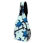 Unisex Crossbody Shoulder Backpack Ocean Animal Teal Blue Sea Turtles Rucksack Casual,Lightweight Backpacks for Cycling Hiking Travel