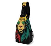 Unisex Crossbody Shoulder Backpack Reggae King Flag Lion Black Rucksack Casual,Lightweight Backpacks for Hiking Cycling Men