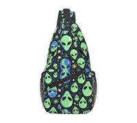 Unisex Crossbody Shoulder Bag Aliens Faces Alien 90S Style Art Chest Backpack Anti Theft Shoulder Chest Bags for Travel Outdoor Running