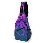 Unisex Crossbody Shoulder Bag Octopus Skull Art Shoulder Chest Bags Multipurpose,Lightweight Chest Backpack for Running Cycling Camping