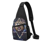 Unisex Crossbody Shoulder Bag Outer Space King Lion Art Chest Backpack Anti Theft Rucksack for Camping Outdoor Working