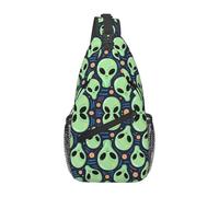 Unisex Crossbody Sling Bag Aliens Faces Alien 90S Style Art Backpacks Multipurpose Chest Pack for Women Camping Sports
